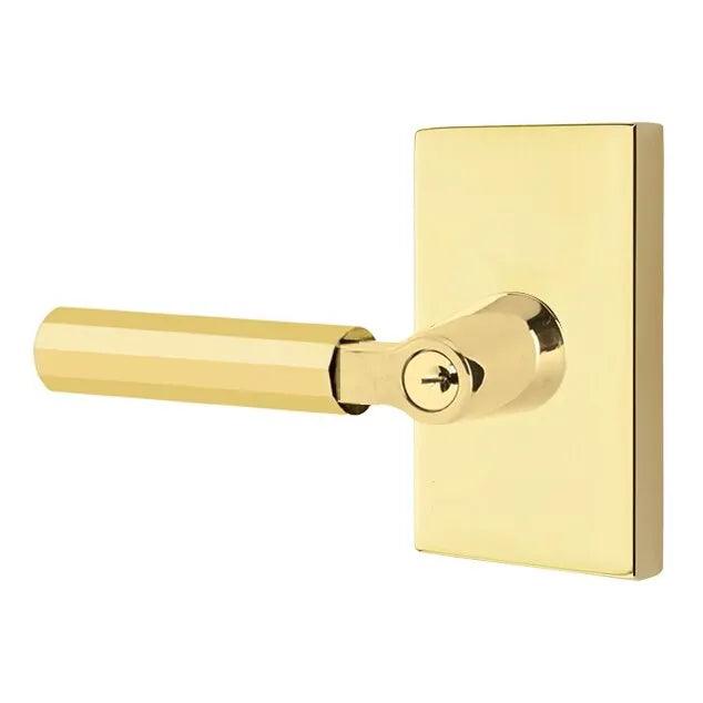 Emtek Select L-Square Faceted Lever with Modern Rectangular Rosette 