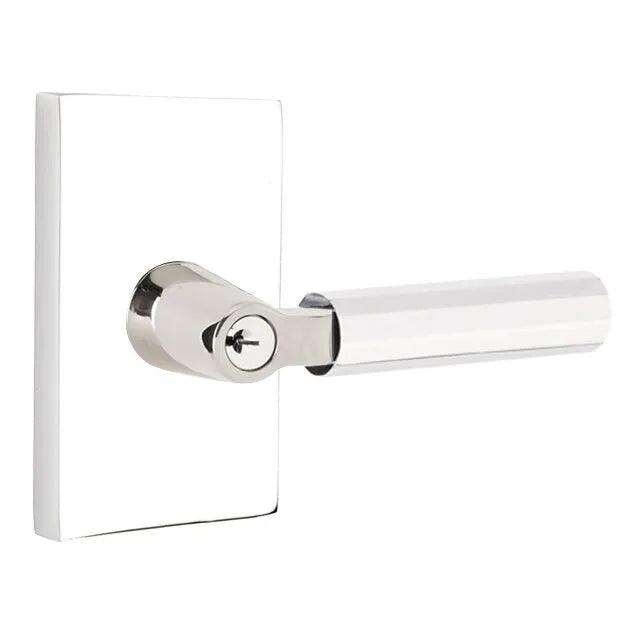 Emtek Select L-Square Faceted Lever with Modern Rectangular Rosette 