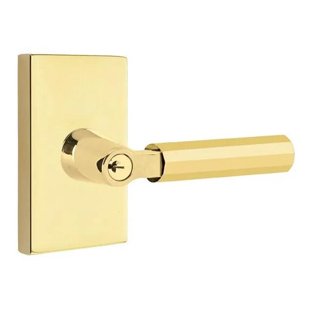 Emtek Select L-Square Faceted Lever with Modern Rectangular Rosette 