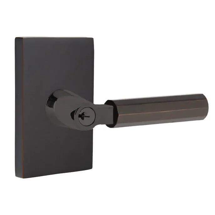 Emtek Select L-Square Faceted Lever with Modern Rectangular Rosette Oil Rubbed Bronze