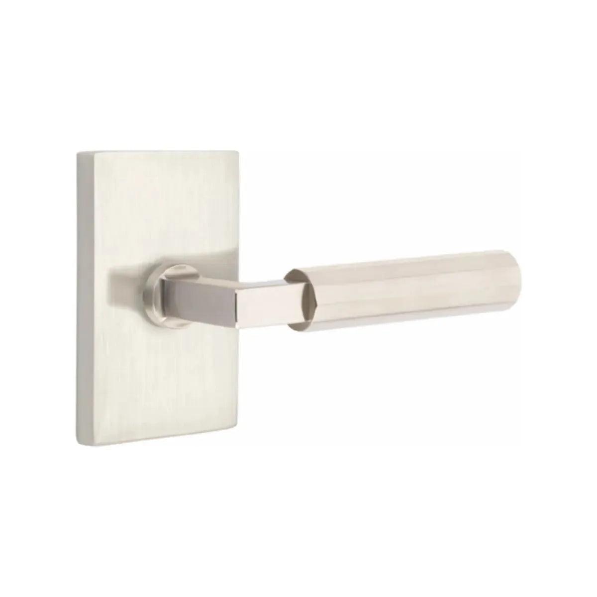 Emtek Select L-Square Faceted Lever with Modern Rectangular Rosette Satin Nickel