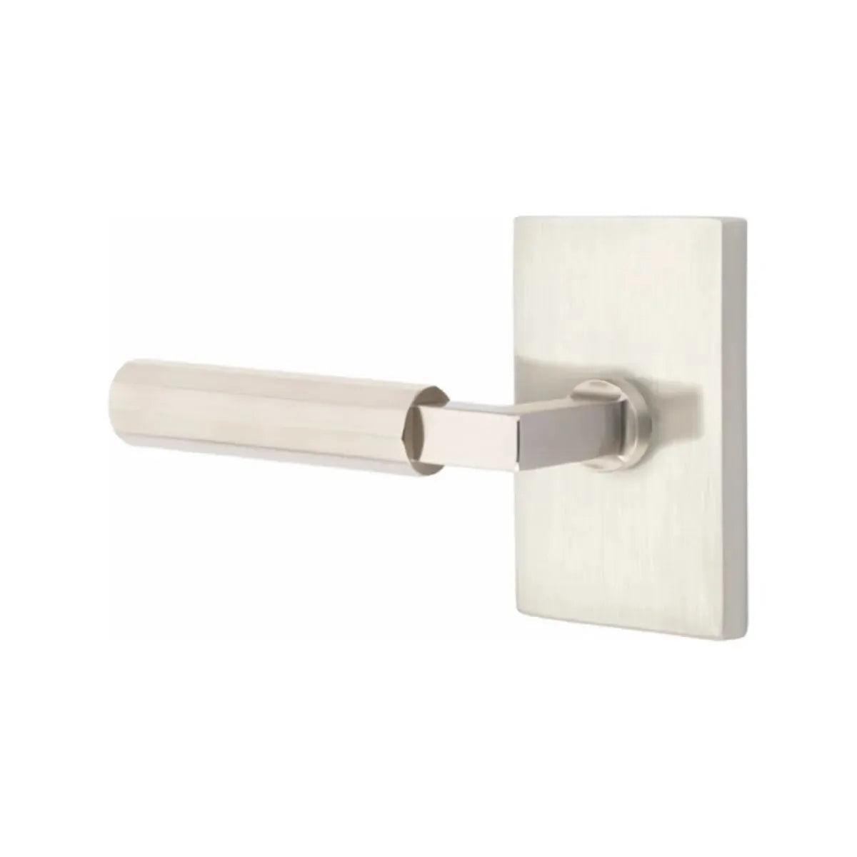 Emtek Select L-Square Faceted Lever with Modern Rectangular Rosette Satin Nickel