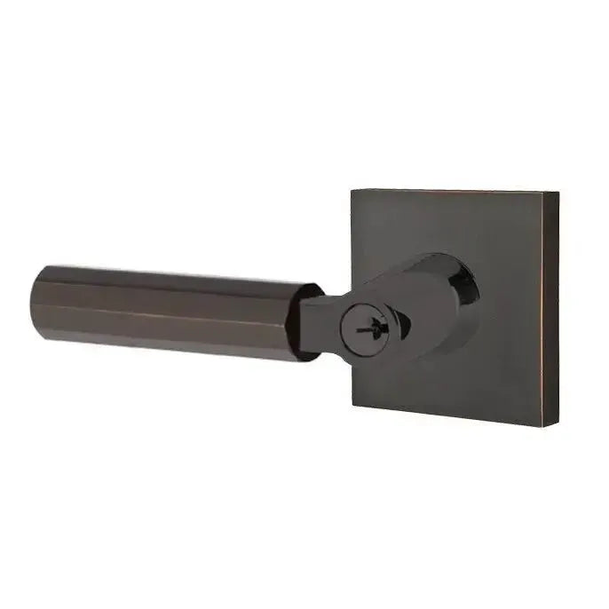 EmtekEmtek Select L-Square Faceted Lever with Square Rosette in 