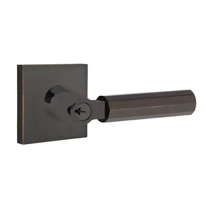 EmtekEmtek Select L-Square Faceted Lever with Square Rosette in 
