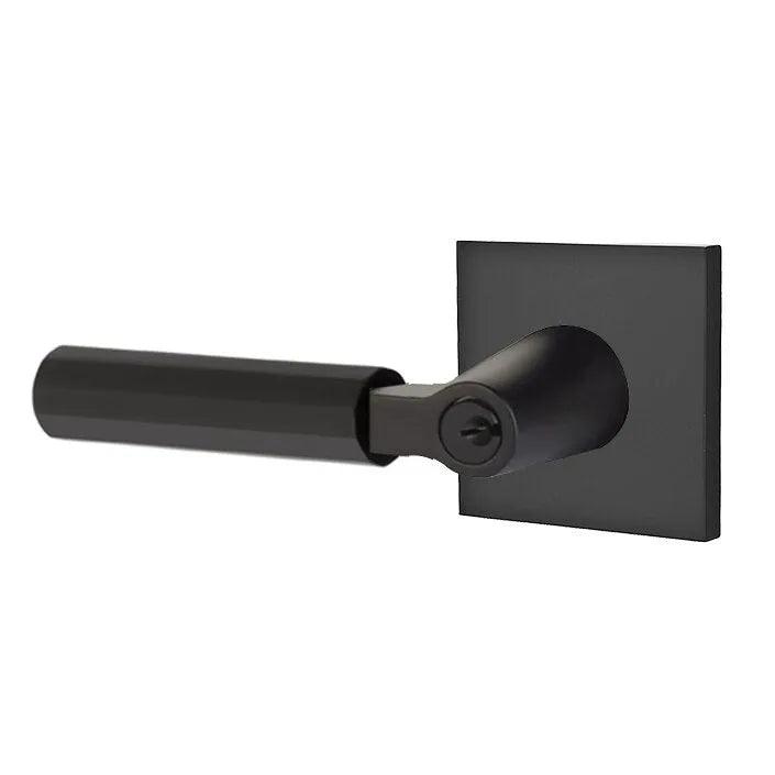 Emtek Select L-Square Faceted Lever with Square Rosette Flat Black