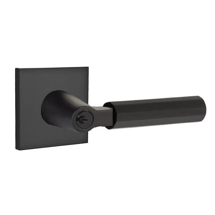 Emtek Select L-Square Faceted Lever with Square Rosette Flat Black