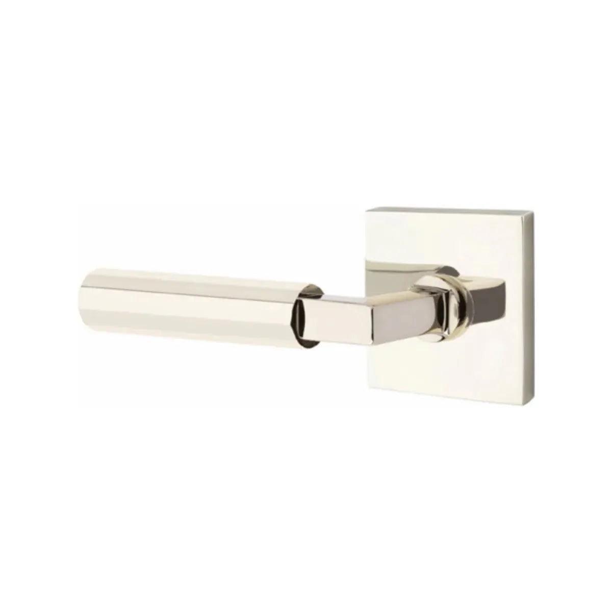 Emtek Select L-Square Faceted Lever with Square Rosette Lifetime Polished Nickel