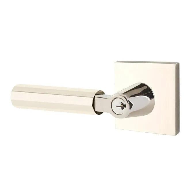Emtek Select L-Square Faceted Lever with Square Rosette Lifetime Polished Nickel