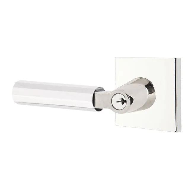Emtek Select L-Square Faceted Lever with Square Rosette Polished Chrome