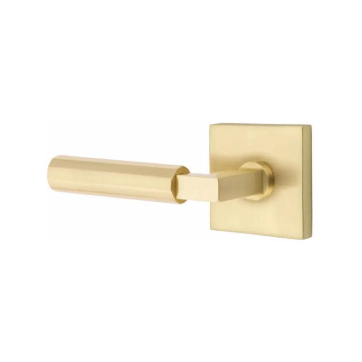 Emtek Select L-Square Faceted Lever with Square Rosette Satin Brass