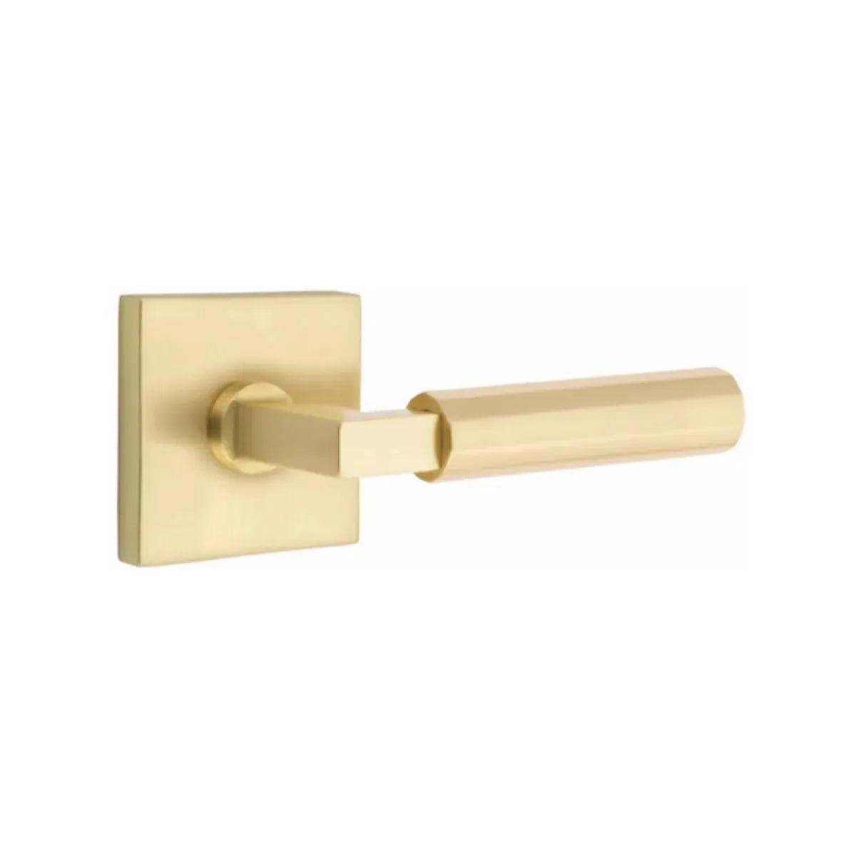 Emtek Select L-Square Faceted Lever with Square Rosette Satin Brass