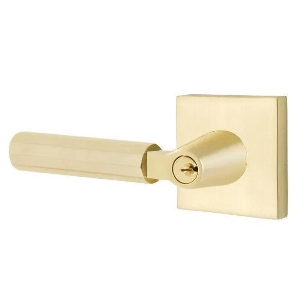 Emtek Select L-Square Faceted Lever with Square Rosette Satin Brass