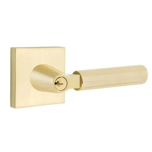 Emtek Select L-Square Faceted Lever with Square Rosette Satin Brass