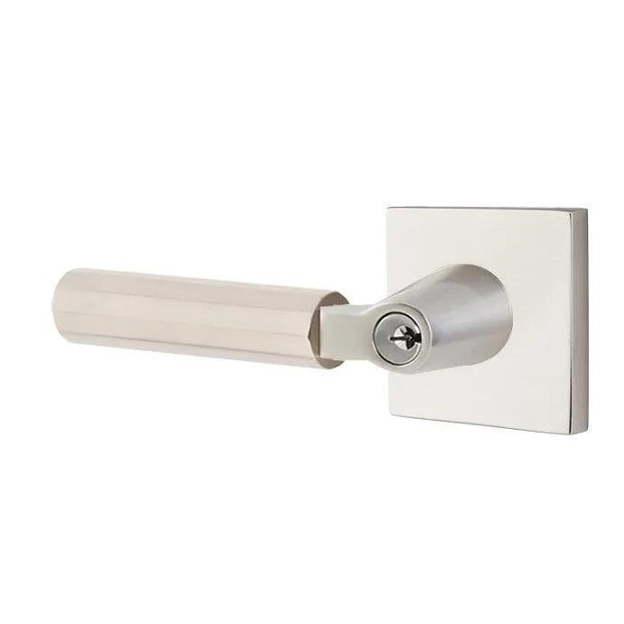Emtek Select L-Square Faceted Lever with Square Rosette Satin Nickel