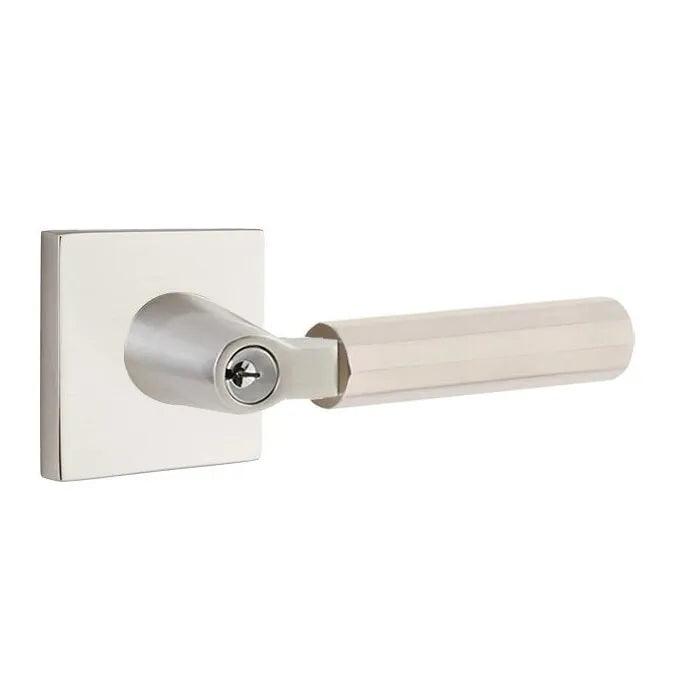 Emtek Select L-Square Faceted Lever with Square Rosette Satin Nickel
