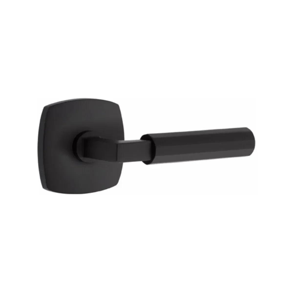 Emtek Select L-Square Faceted Lever with Urban Modern Rosette in Flat Black finish