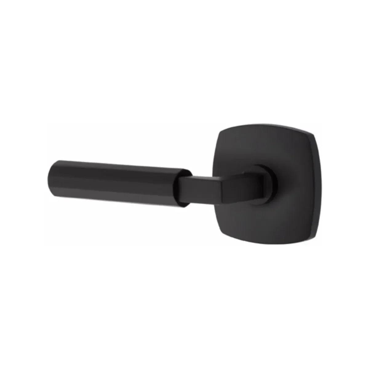 Emtek Select L-Square Faceted Lever with Urban Modern Rosette in Flat Black finish