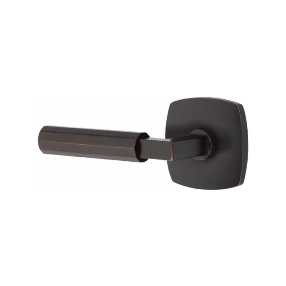 Emtek Select L-Square Faceted Lever with Urban Modern Rosette in Oil Rubbed Bronze finish