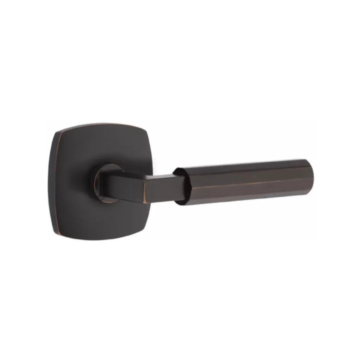 Emtek Select L-Square Faceted Lever with Urban Modern Rosette in Oil Rubbed Bronze finish