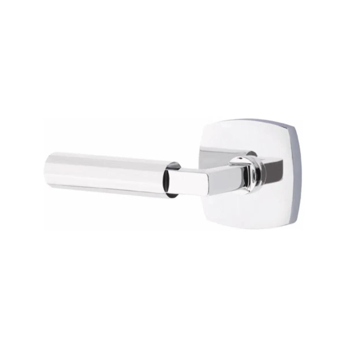 Emtek Select L-Square Faceted Lever with Urban Modern Rosette in Polished Chrome finish