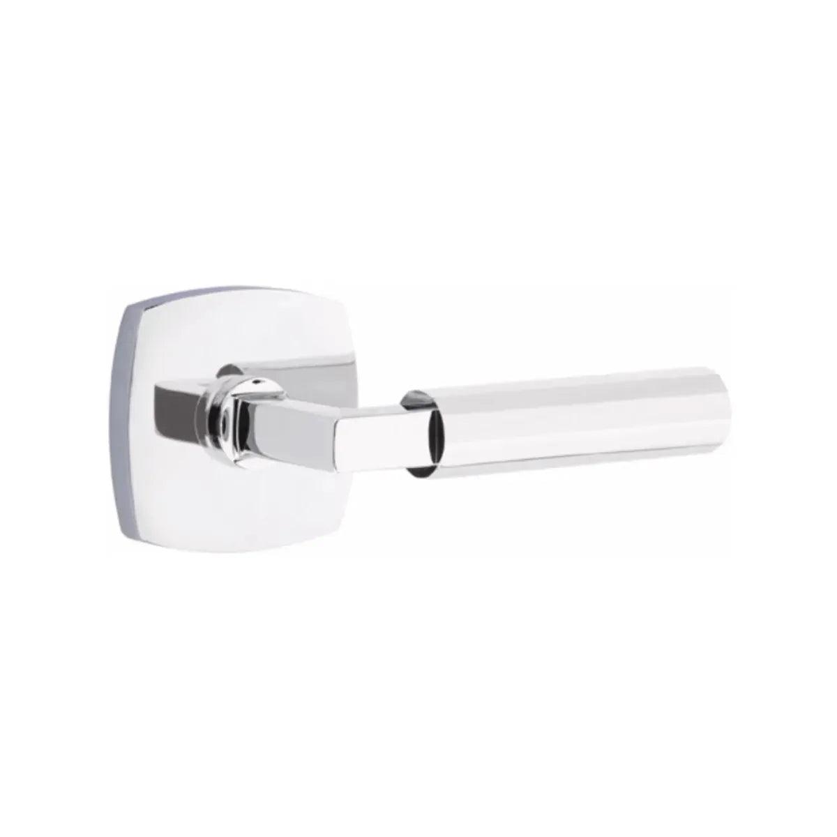 Emtek Select L-Square Faceted Lever with Urban Modern Rosette in Polished Chrome finish