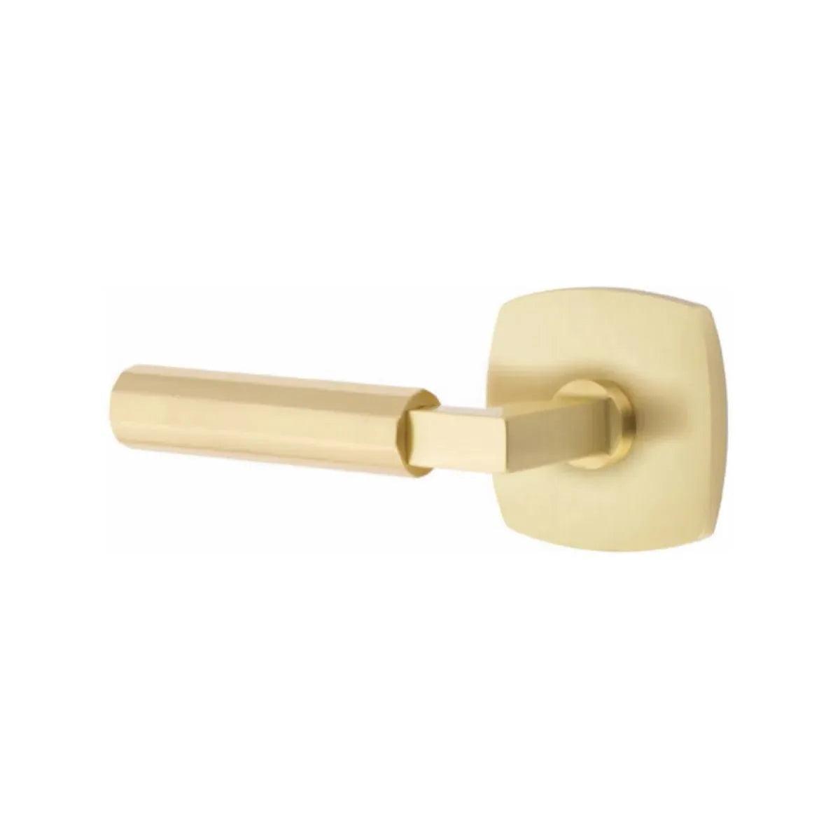 Emtek Select L-Square Faceted Lever with Urban Modern Rosette in Satin Brass finish