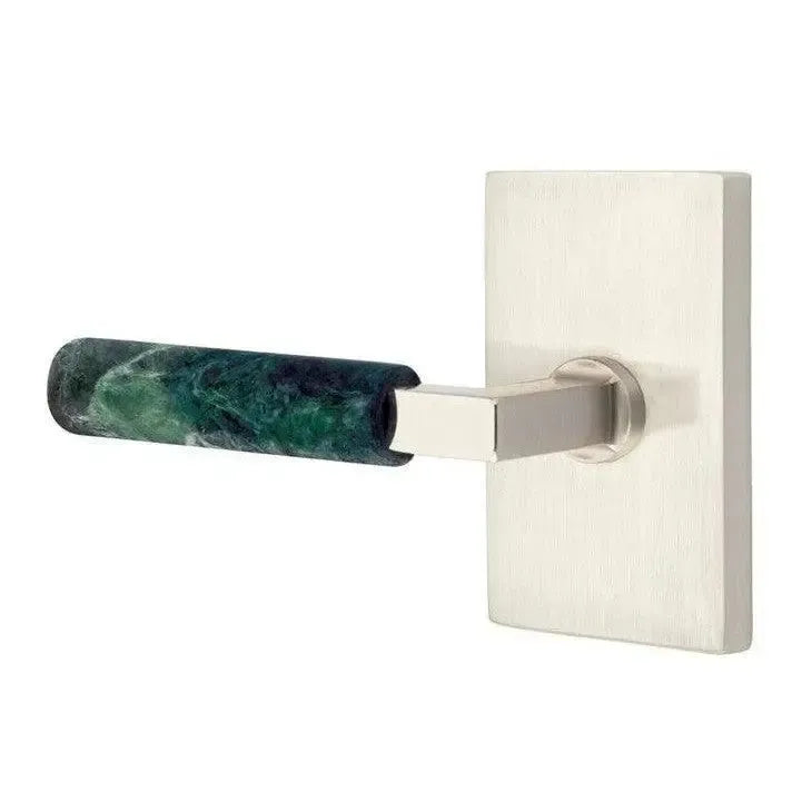 EmtekEmtek Select L-Square Green Marble Lever with Modern Rectangular Rosette in 