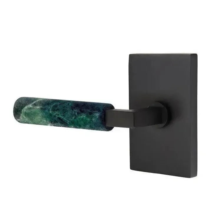 EmtekEmtek Select L-Square Green Marble Lever with Modern Rectangular Rosette in 