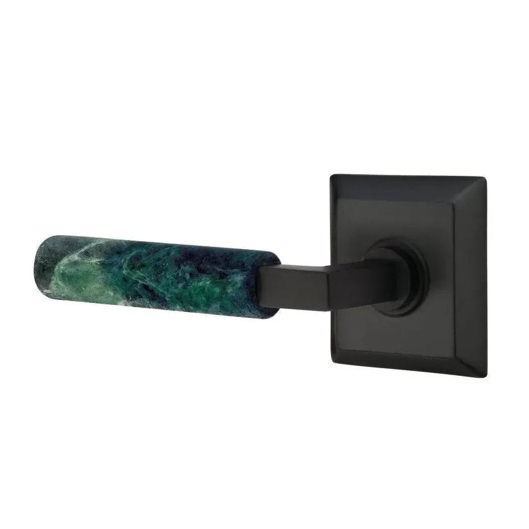 EmtekEmtek Select L-Square Green Marble Lever with Quincy Rosette in 