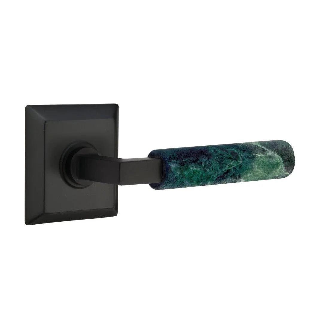 Emtek Select L-Square Green Marble Lever with Quincy Rosette 