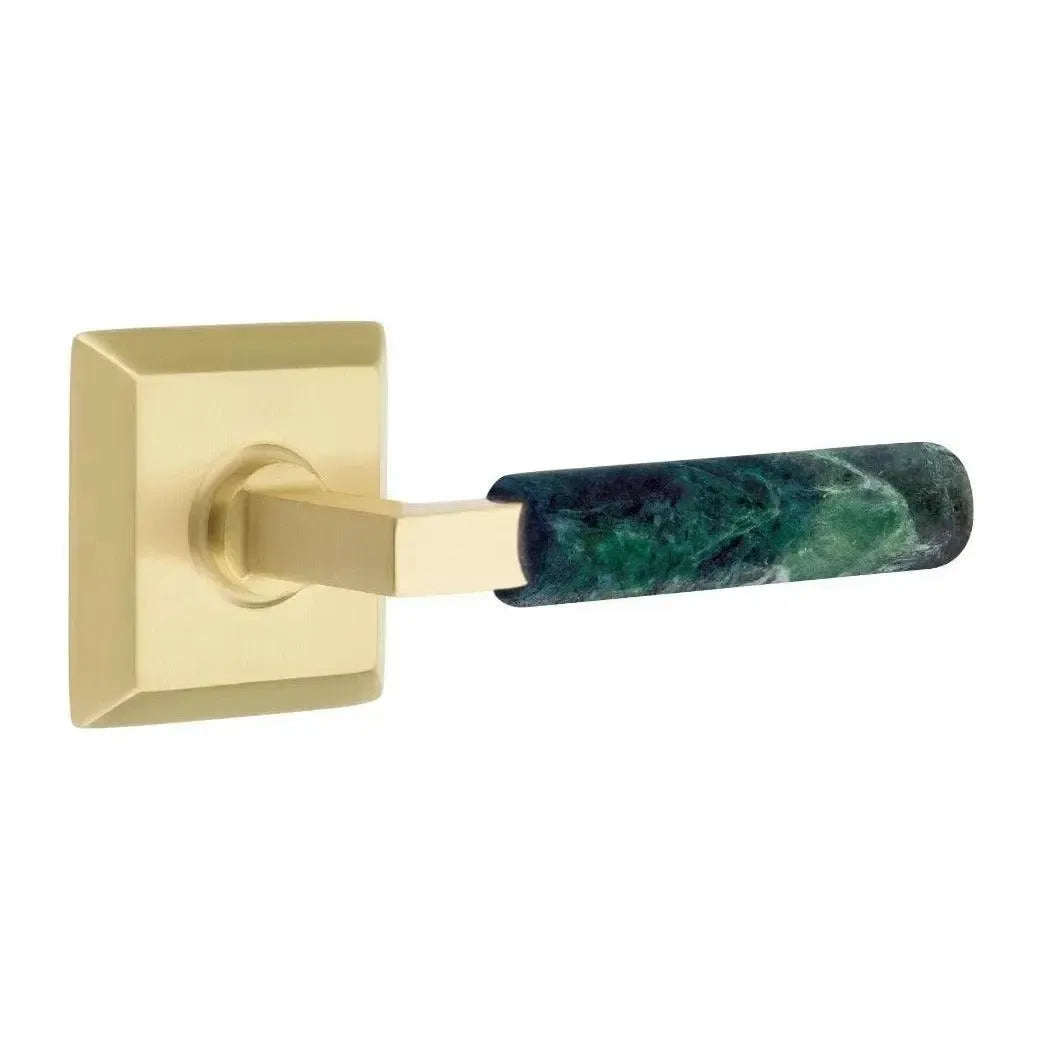 EmtekEmtek Select L-Square Green Marble Lever with Quincy Rosette in 