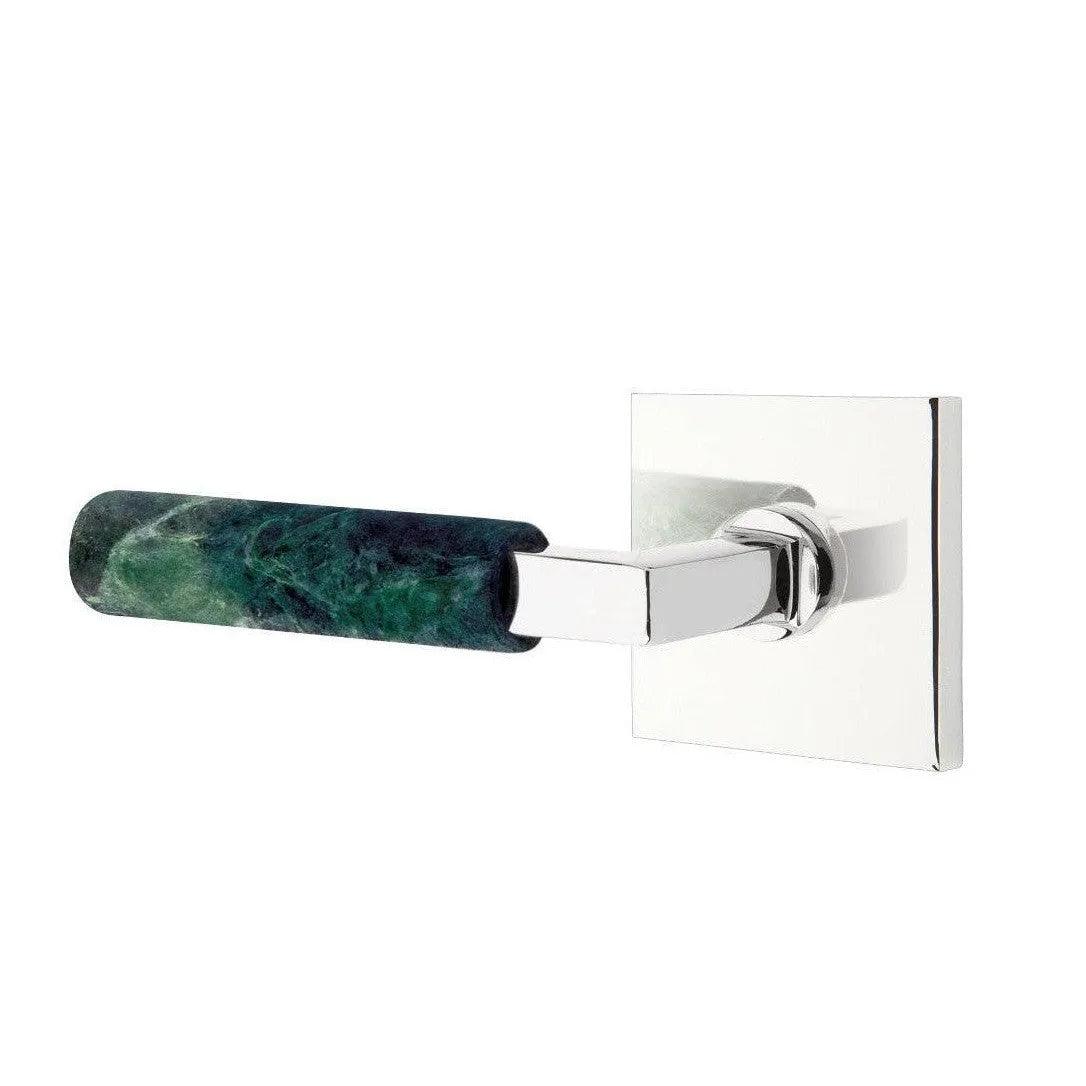 Emtek Select L-Square Green Marble Lever with Square Rosette 