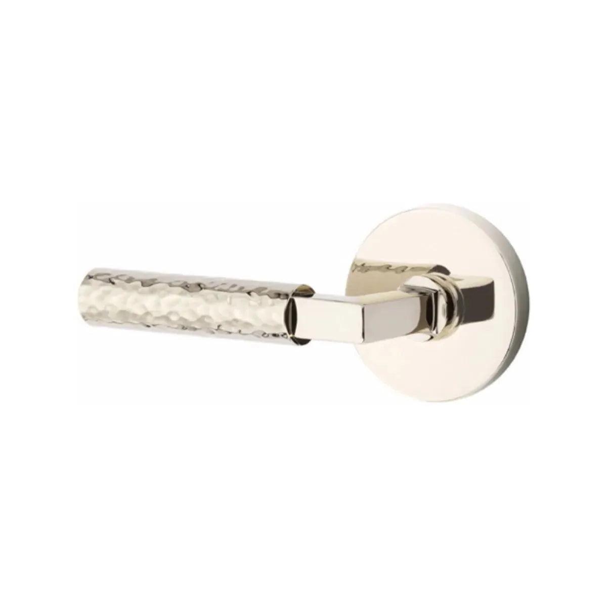 Emtek Select L-Square Hammered Lever with Disk Rosette 