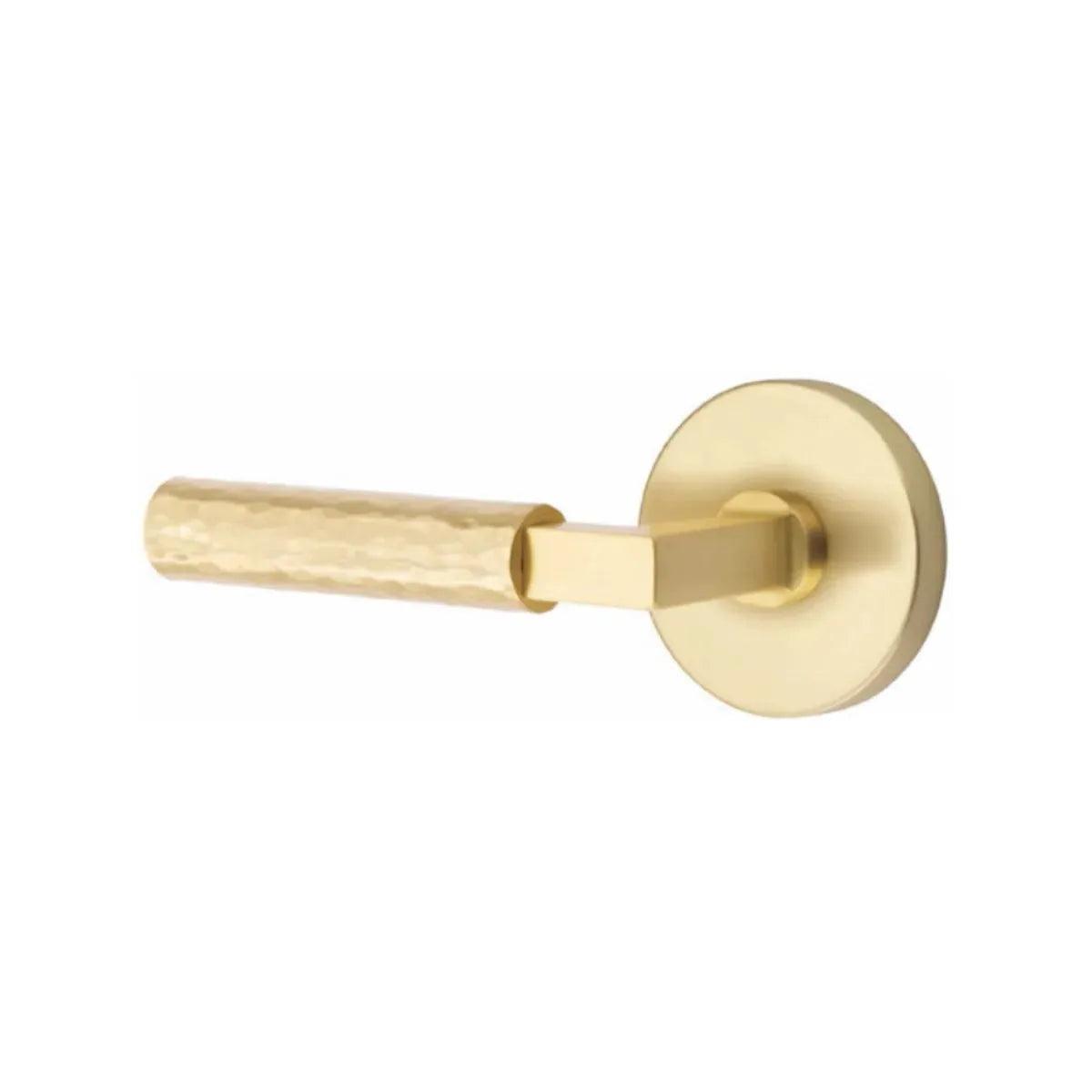 Emtek Select L-Square Hammered Lever with Disk Rosette 