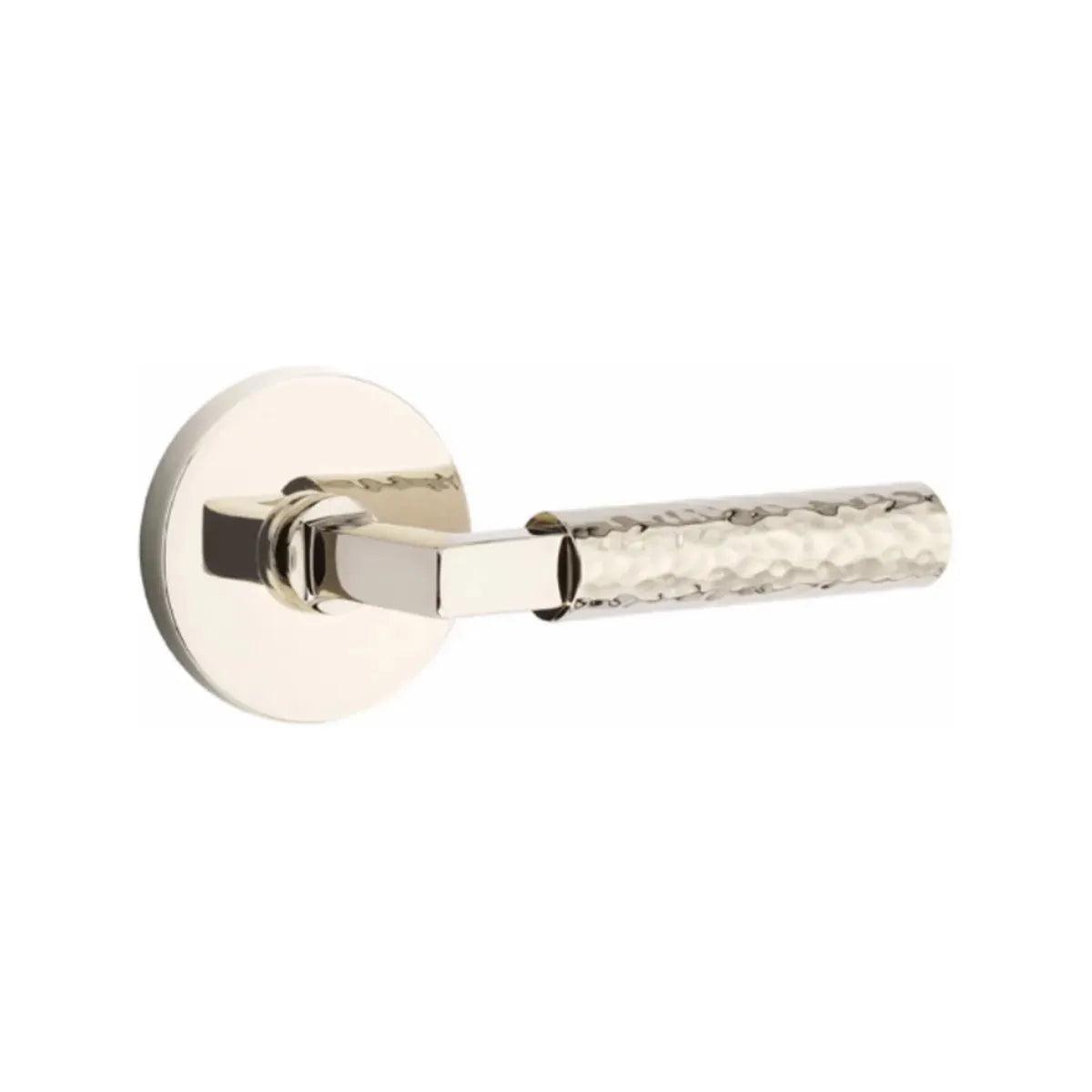 Emtek Select L-Square Hammered Lever with Disk Rosette 