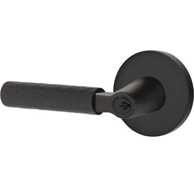Emtek Select L-Square Hammered Lever with Disk Rosette 