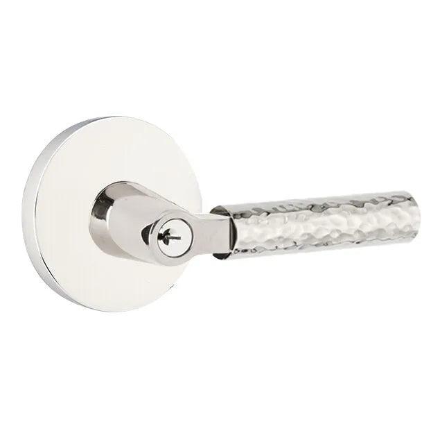 Emtek Select L-Square Hammered Lever with Disk Rosette 