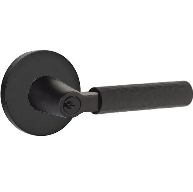 Emtek Select L-Square Hammered Lever with Disk Rosette Flat Black