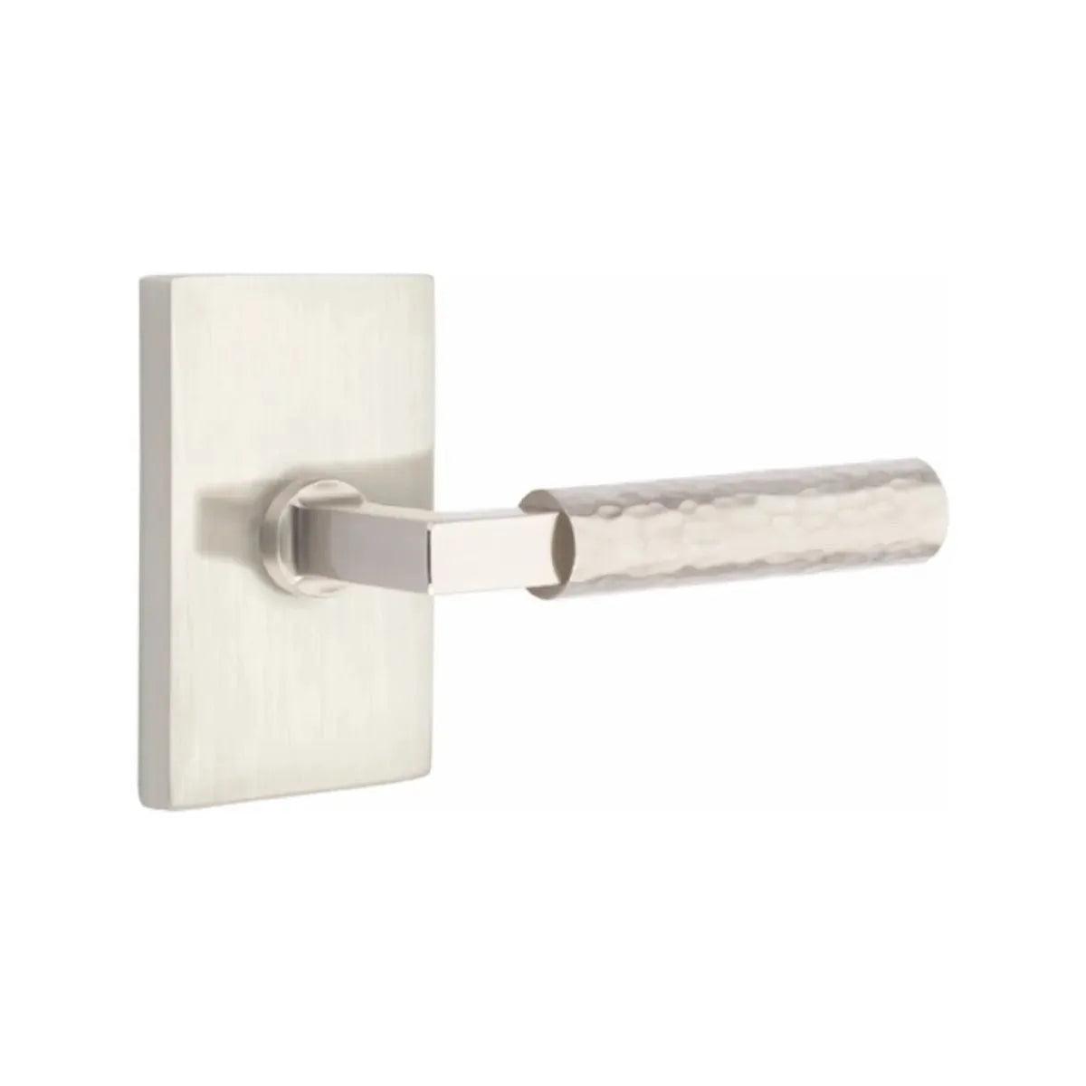 Emtek Select L-Square Hammered Lever with Modern Rectangular Rosette 