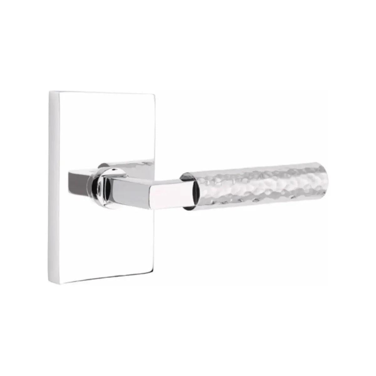 Emtek Select L-Square Hammered Lever with Modern Rectangular Rosette 