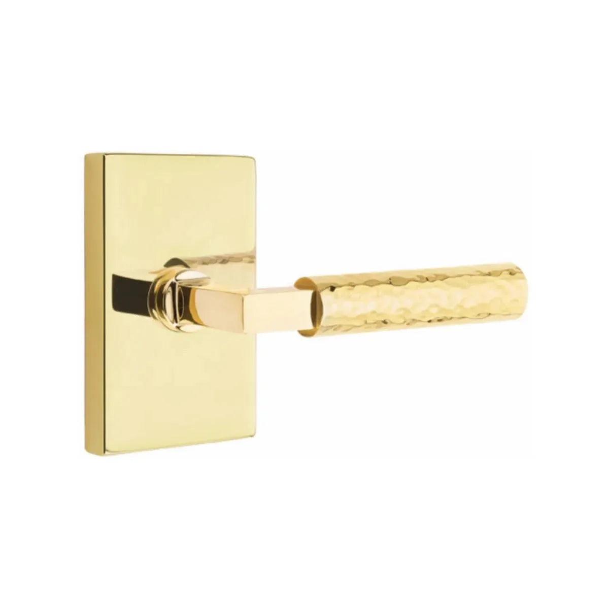 Emtek Select L-Square Hammered Lever with Modern Rectangular Rosette 