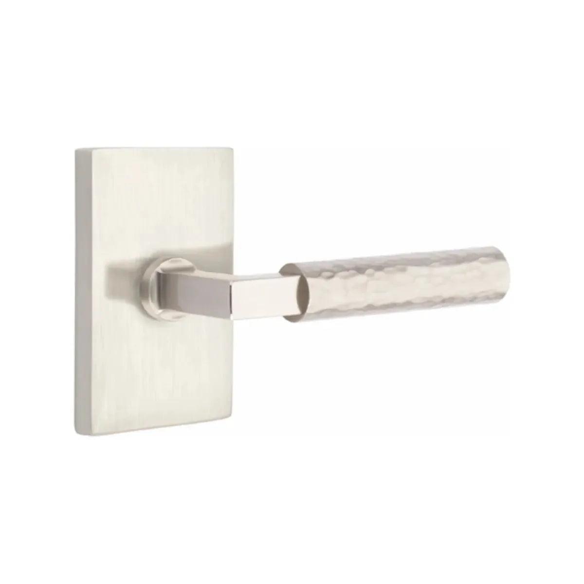 Emtek Select L-Square Hammered Lever with Modern Rectangular Rosette 