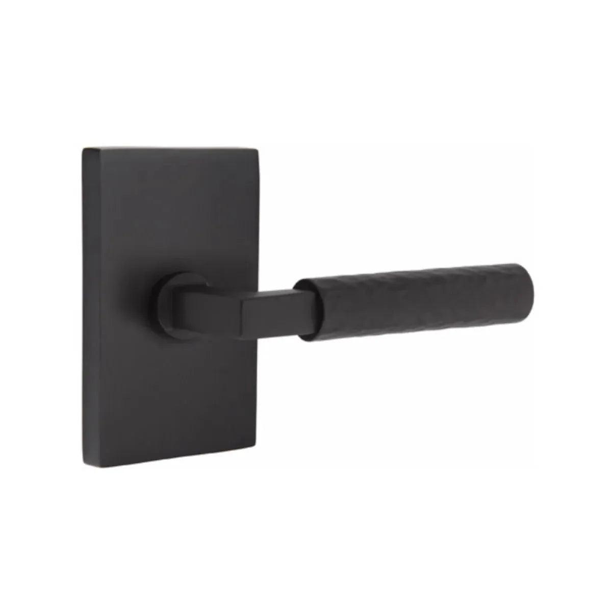 Emtek Select L-Square Hammered Lever with Modern Rectangular Rosette 