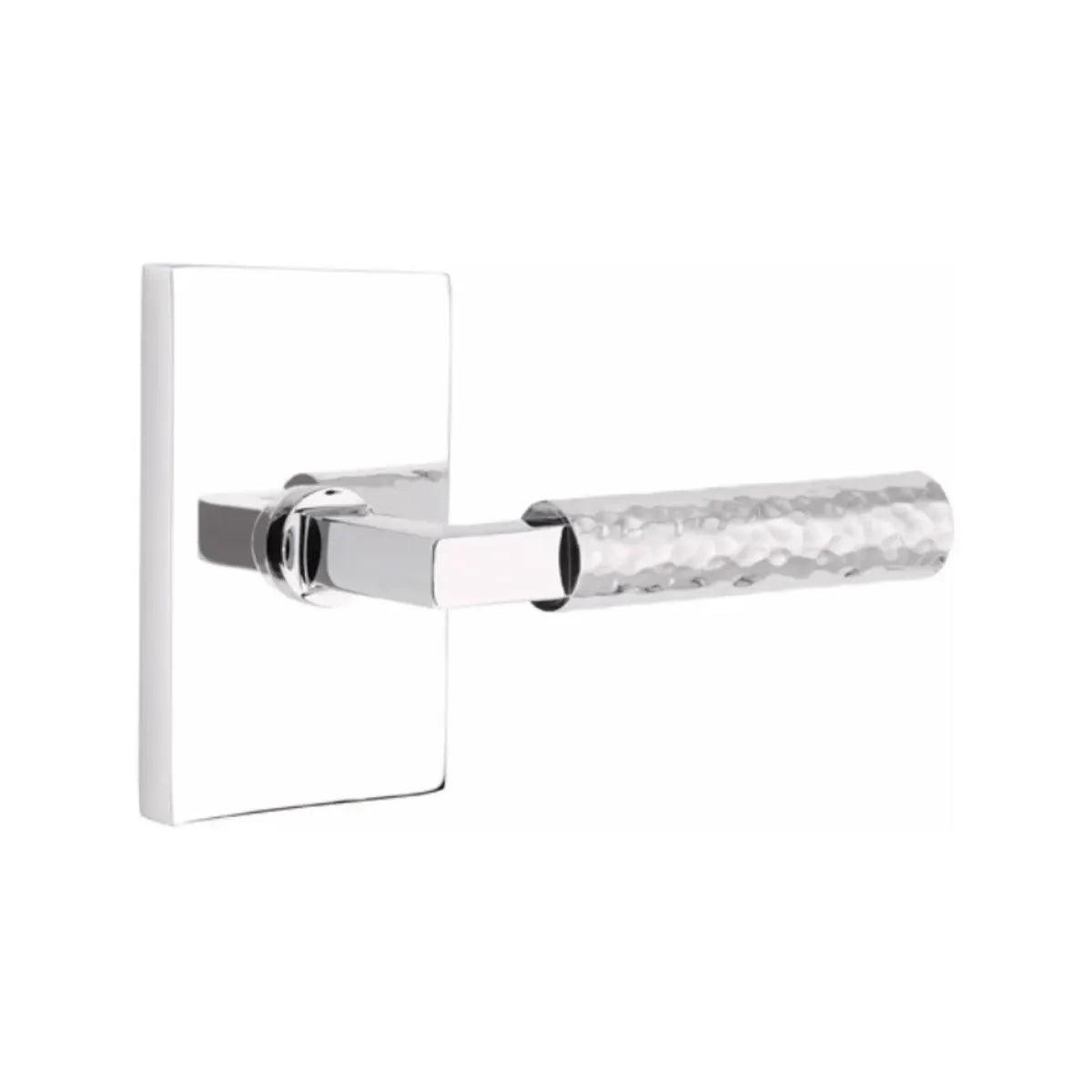 Emtek Select L-Square Hammered Lever with Modern Rectangular Rosette 
