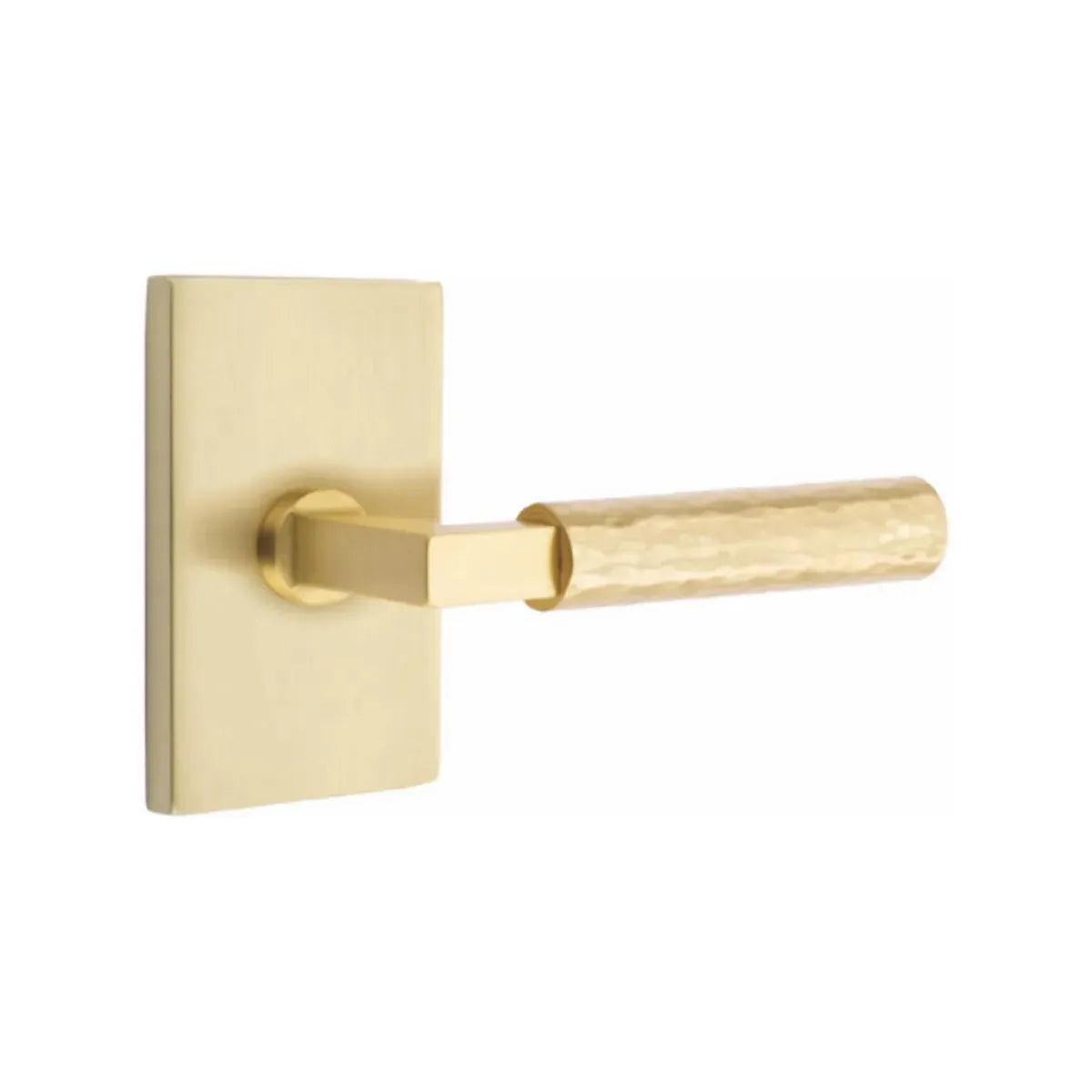 Emtek Select L-Square Hammered Lever with Modern Rectangular Rosette 
