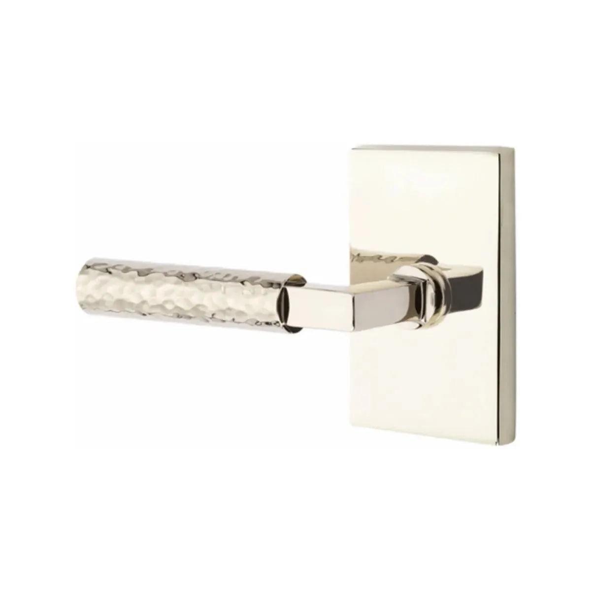 Emtek Select L-Square Hammered Lever with Modern Rectangular Rosette 