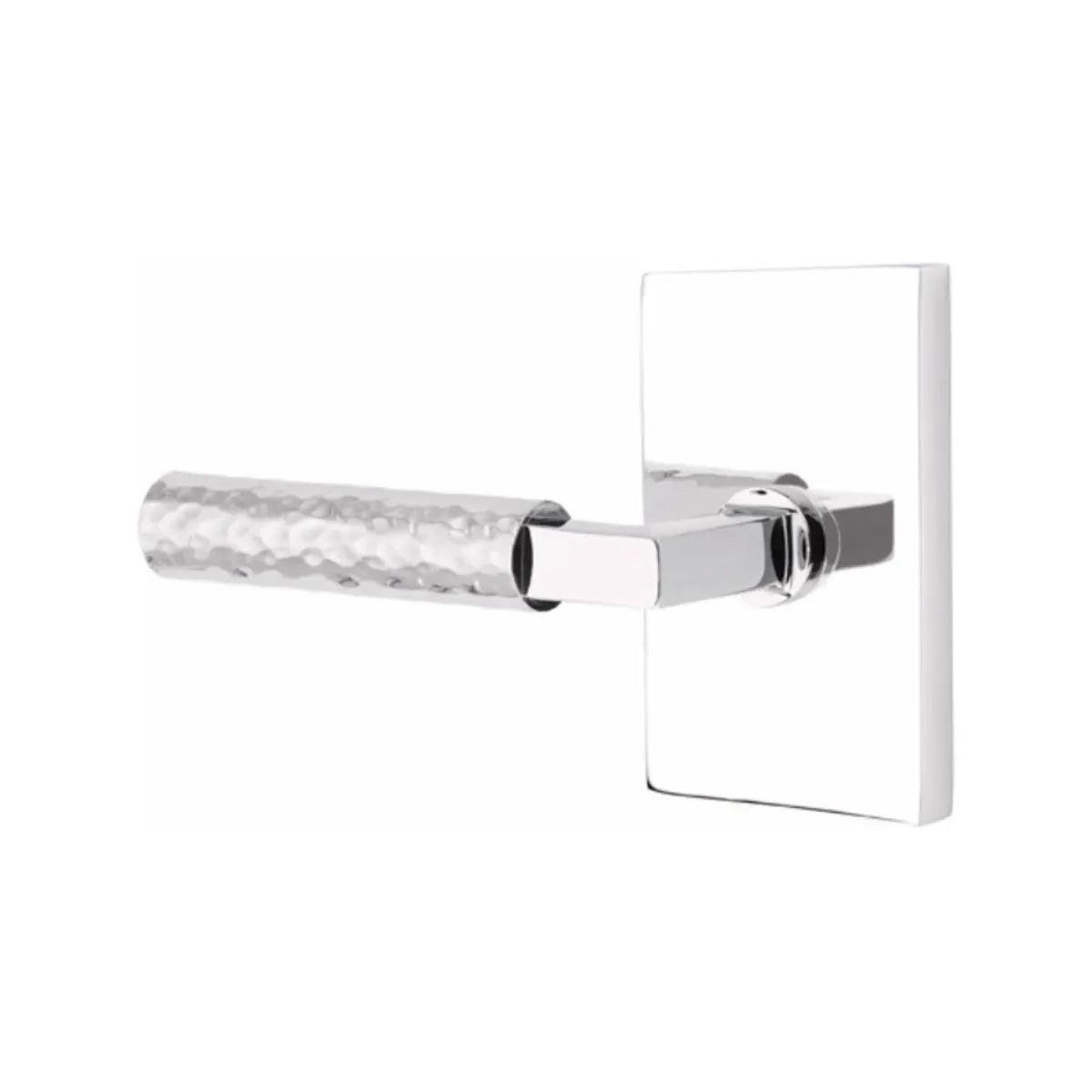 Emtek Select L-Square Hammered Lever with Modern Rectangular Rosette 