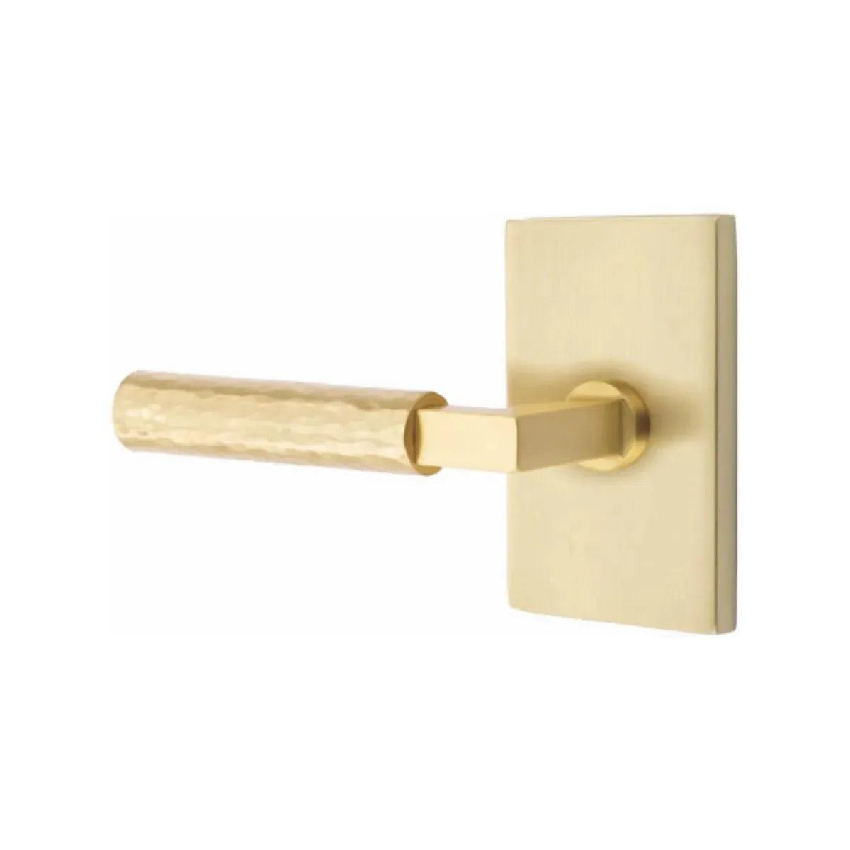 Emtek Select L-Square Hammered Lever with Modern Rectangular Rosette 