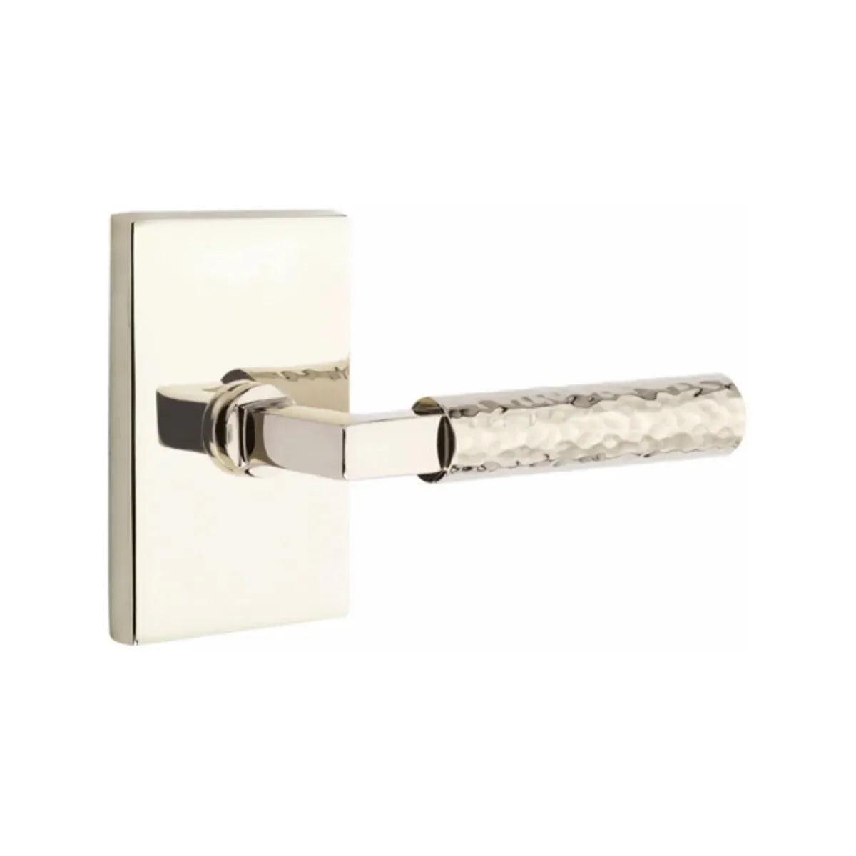 Emtek Select L-Square Hammered Lever with Modern Rectangular Rosette 