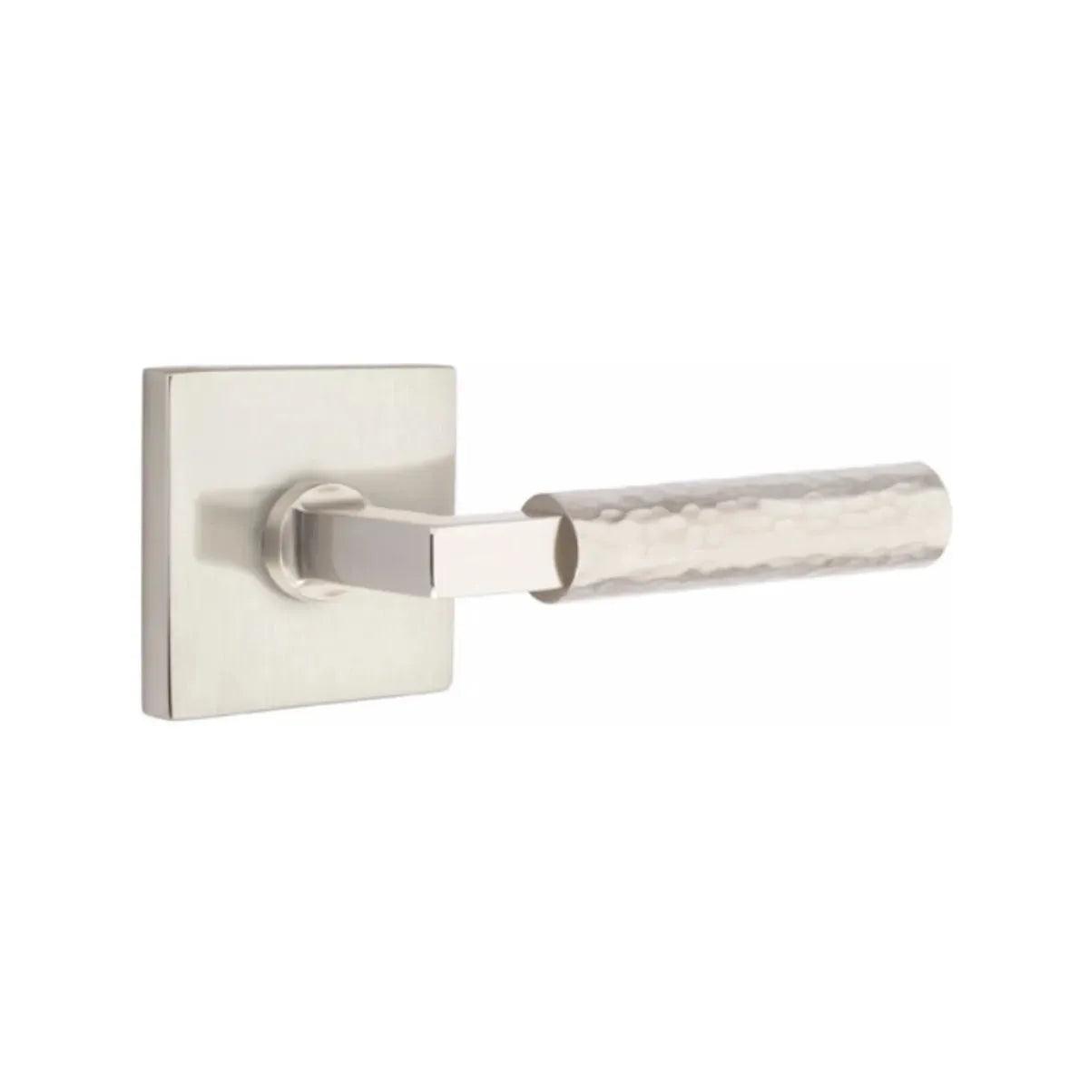 Emtek Select L-Square Hammered Lever with Square Rosette in finish